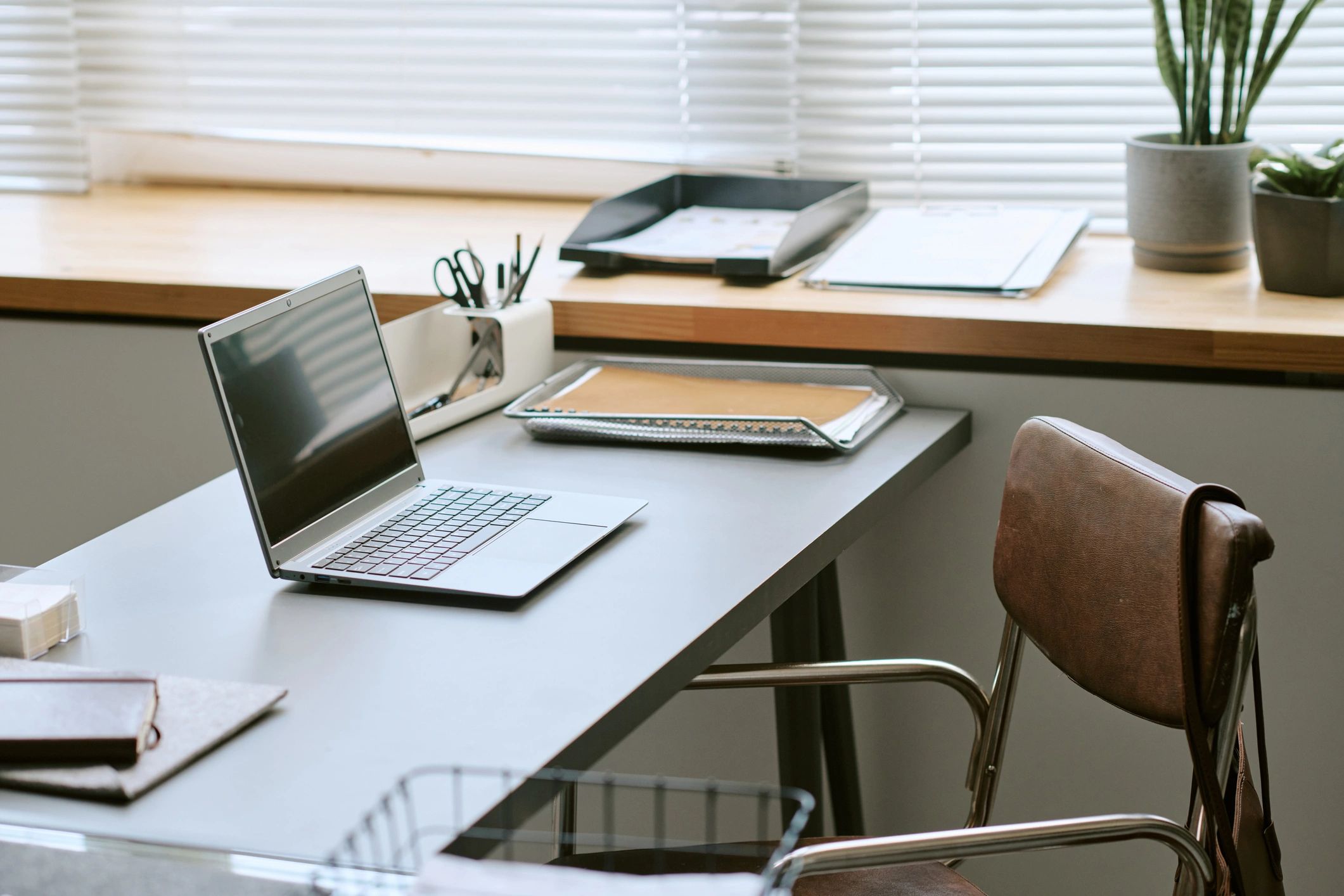 Modern Office Workspace Featuring Laptop for Remote Work Setup